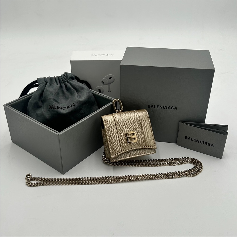 BUNDLE Balenciaga Metallic Leather Airpod Case & AirPods BRAND NEW